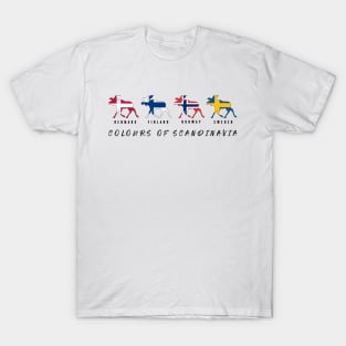 Colours of Scandinavia national flags elk silhouette T-Shirt